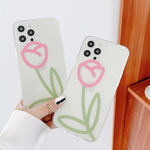 

Phone Case For Apple Back Cover iPhone 12 Pro Max 11 SE 2020 X XR XS Max 8 7 Shockproof Dustproof Transparent Flower TPU