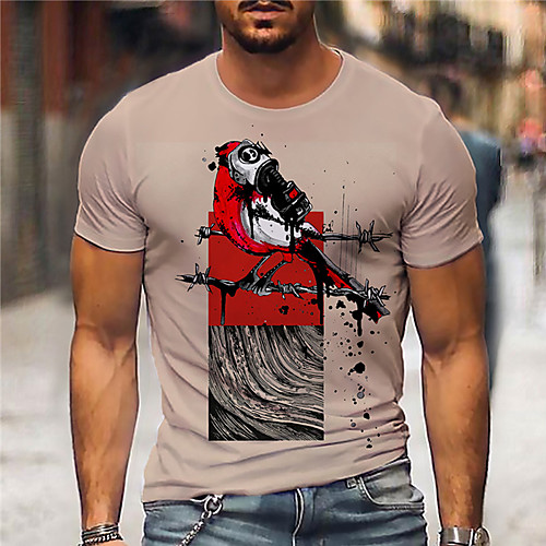 

Men's Unisex Tee T shirt Shirt 3D Print Graphic Prints Bird Print Short Sleeve Daily Tops Casual Designer Big and Tall Brown