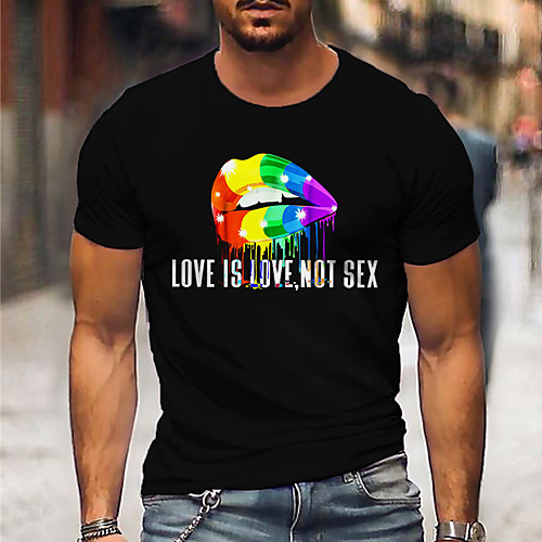 

Men's Unisex Tee T shirt Shirt Hot Stamping Graphic Prints Mouth Print Short Sleeve Casual Tops Cotton Basic Designer Big and Tall Black