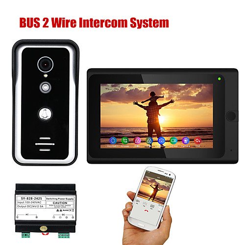 

7 Inch Wired WIFI 1/2 Monitor BUS 2 Wire Video Door Phone Intercom systems with HD1000TVL Camera Night Vision