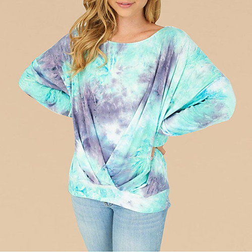 

Women's Sweatshirt Pullover Tie Dye Print Daily Sports Other Prints Sportswear Streetwear Hoodies Sweatshirts Blue Yellow Green