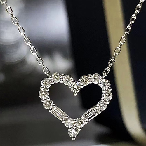 

Women's Clear AAA Cubic Zirconia Pendant Necklace Classic Heart Artistic Simple Elegant Korean Brass Silver 50 cm Necklace Jewelry 1pc For Wedding Anniversary Party Evening Birthday Party Beach