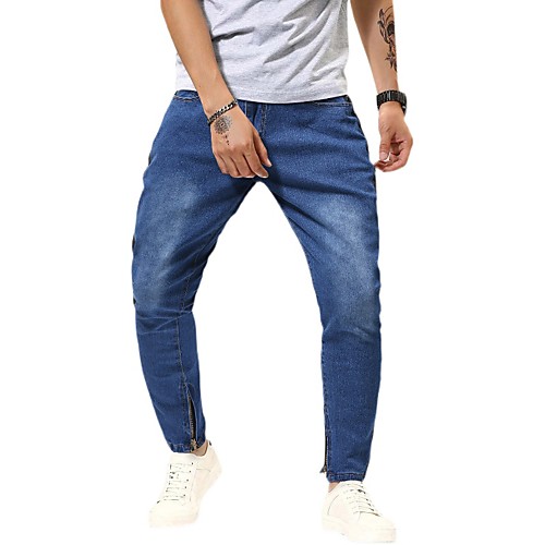 

Men's Fashion Jeans Pants Lines / Waves Blue