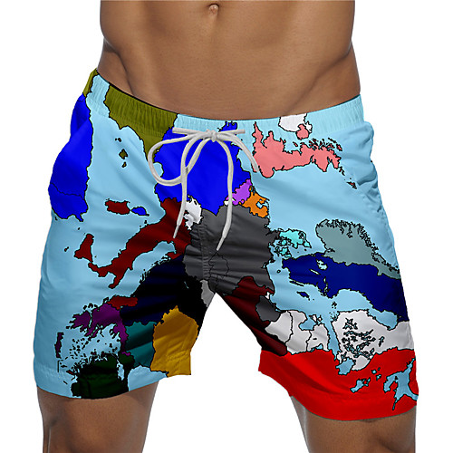 

Men's Designer Casual / Sporty Big and Tall Quick Dry Breathable Soft Holiday Beach Swimming Pool Shorts Bermuda shorts Swim Trucks Pants Map Graphic Prints Short Drawstring Elastic Drawstring Design
