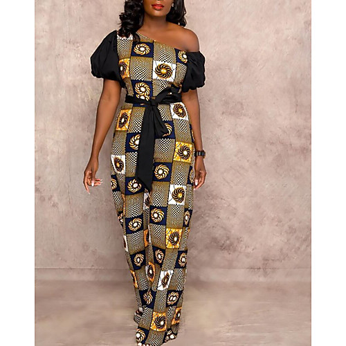 

Women's Elegant Causal Work 2021 Black Jumpsuit Geometic