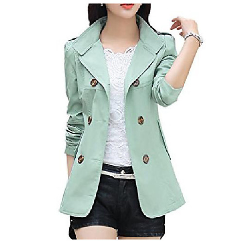 

women's lapel double breasted short trench coat jacket (x-small, light green)