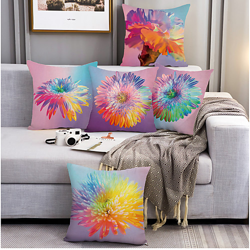 

Flower Portrait Double Side Cushion Cover 5PC Soft Decorative Square Throw Pillow Cover Cushion Case Pillowcase for Bedroom Livingroom Superior Quality Machine Washable Outdoor Cushion for Sofa Couch Bed Chair