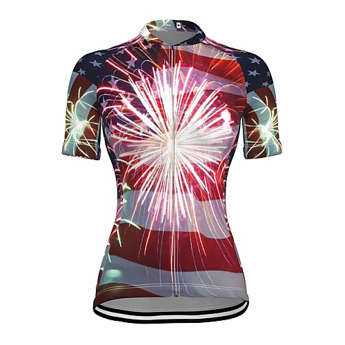 

21Grams Women's Short Sleeve Cycling Jersey Summer Spandex Red American / USA Stars Bike Top Mountain Bike MTB Road Bike Cycling Quick Dry Moisture Wicking Sports Clothing Apparel / Stretchy