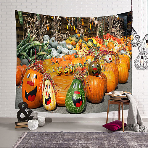 

Pumpkin Autumn Wall Tapestry Art Decor Blanket Curtain Hanging Home Bedroom Living Room Decoration Polyester