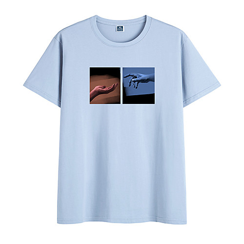 

Women's Painting T shirt Graphic Print Round Neck Basic Tops 100% Cotton Yellow Blushing Pink Wine
