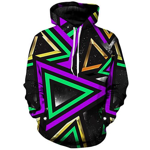 

Men's Unisex Hoodie Geometric Graphic Prints Print Casual Daily Holiday 3D Print Basic Designer Hoodies Sweatshirts Purple Green