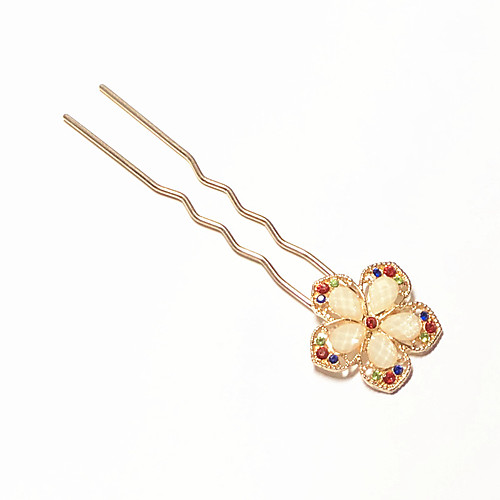 

Women's Girls' Hair Sticks Hair Jewelry For Christmas Wedding Party Evening Masquerade Flower Precious Classic Resin Rhinestone Alloy Mixed Color 1pc