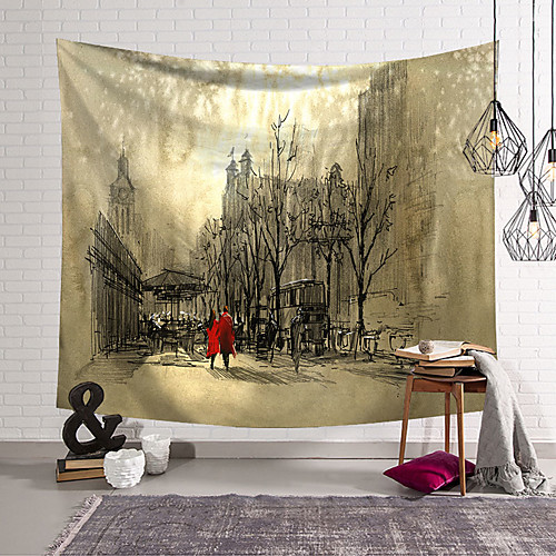 

Oil Painting Style Wall Tapestry Art Decor Blanket Curtain Hanging Home Bedroom Living Room Decoration Polyester