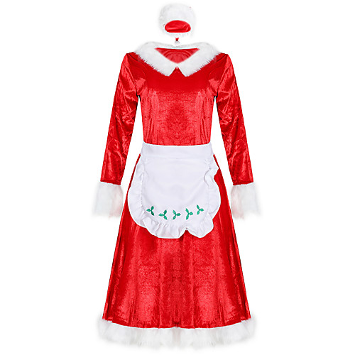 

Santa Suit Flapper Dress Adults' Women's Christmas Christmas Christmas Festival / Holiday Terylene Red Women's Easy Carnival Costumes Solid Color / Skirt / Apron / Hat