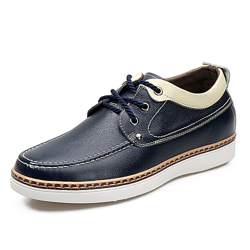 

Men's Oxfords British Style Plaid Shoes Comfort Shoes Casual Daily Leather Non-slipping Height-increasing Wear Proof Blue Black Brown Fall Winter
