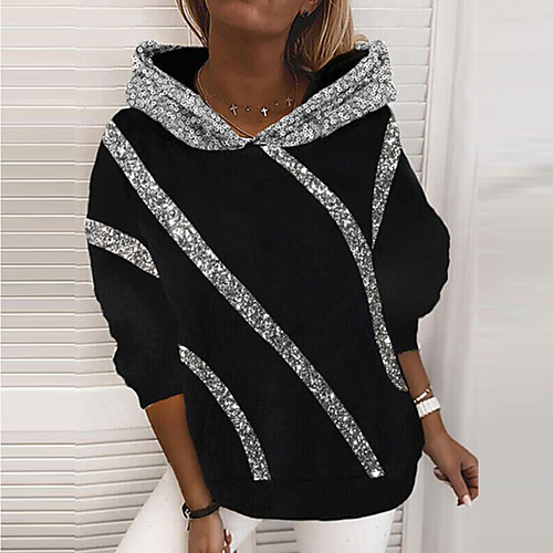 

Women's Hoodie Plain Patchwork Casual Going out non-printing Sportswear Hoodies Sweatshirts Gray Black