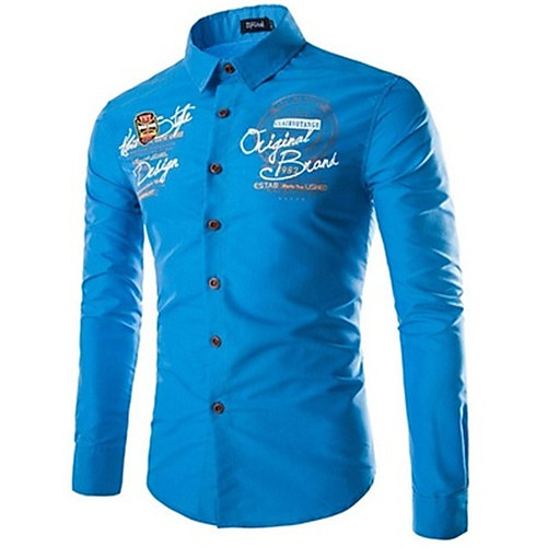 

Men's T shirt Graphic Long Sleeve Casual Tops Casual Blue Orange White