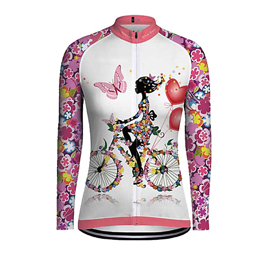 

21Grams Women's Long Sleeve Cycling Jersey Summer Spandex Polyester Pink Butterfly Floral Botanical Bike Jersey Top Mountain Bike MTB Road Bike Cycling Quick Dry Moisture Wicking Breathable Sports
