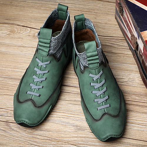 

Men's Boots Casual Daily Nappa Leather Breathable Non-slipping Wear Proof Blue Khaki Green Fall Spring