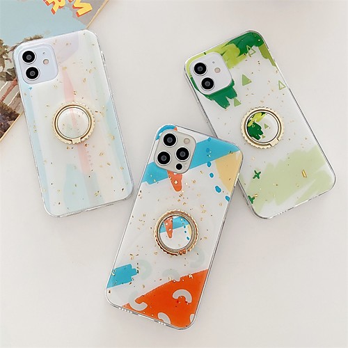

Phone Case For Apple Back Cover iPhone 12 Pro Max 11 SE 2020 X XR XS Max 8 7 Shockproof Dustproof Ring Holder Geometric Pattern TPU