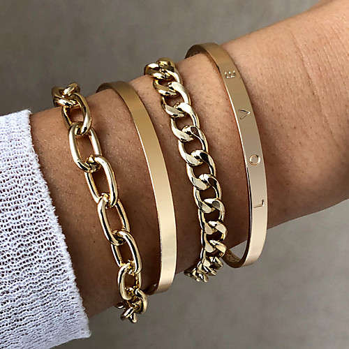 

Chain Bracelet Set Bracelet Bangles Layered Fashion Fashion Holiday Punk Baroque Alloy Bracelet Jewelry Gold For Gift Formal Date Beach Festival