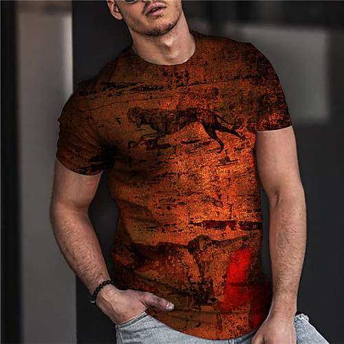 

Men's Unisex Tee T shirt Shirt 3D Print Graphic Prints Animal Print Short Sleeve Daily Tops Casual Designer Big and Tall Blue Yellow Black
