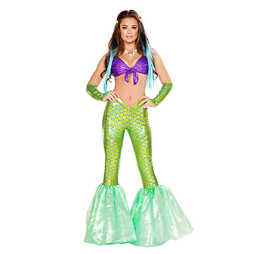 

Aqua Queen Aqua Princess Mermaid Cosplay Costume Party Costume Women's Movie Cosplay Green Bra Tail Halloween Carnival Masquerade