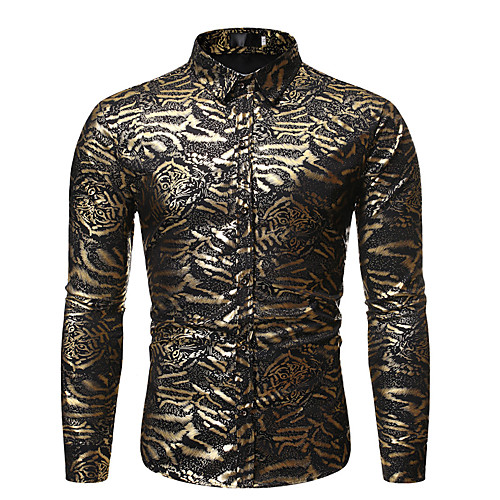 

Men's Shirt Other Prints Graphic Tiger Long Sleeve Casual Tops Casual Soft Breathable White Black Navy Blue