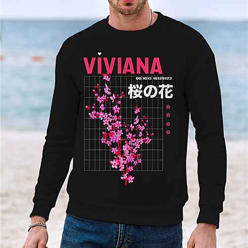 

Men's Unisex Sweatshirt Graphic Prints Flower Print Daily Sports 3D Print 3D Print Casual Hoodies Sweatshirts Black