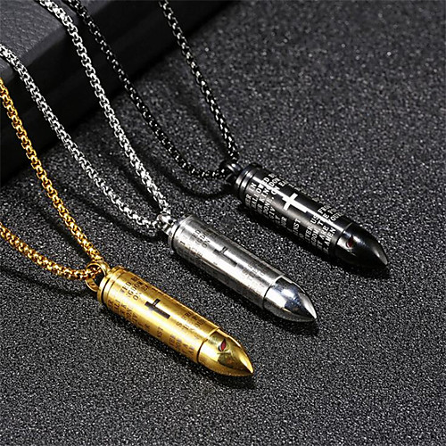 

Men's Pendant Necklace Classic Bullet Fashion Titanium Steel Silver Gold Black 55 cm Necklace Jewelry 1pc For