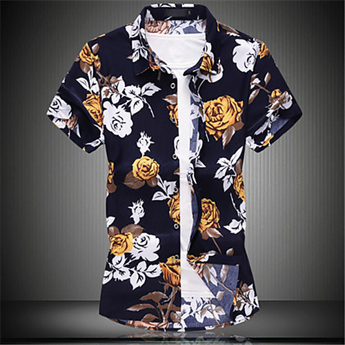

Men's Shirt Graphic Short Sleeve Daily Tops Casual Yellow Red