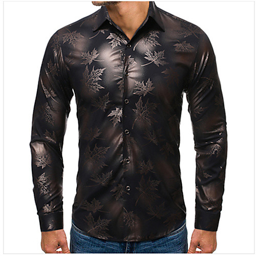 

Men's Shirt Graphic Long Sleeve Daily Tops Casual Wine Black Navy Blue