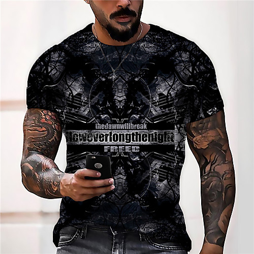 

Men's Unisex Tee T shirt Shirt 3D Print Graphic Prints Letter Print Short Sleeve Daily Tops Casual Designer Big and Tall Black