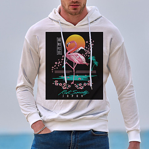 

Men's Unisex Hoodie Flamingo Graphic Prints Print Daily Sports 3D Print 3D Print Casual Hoodies Sweatshirts White