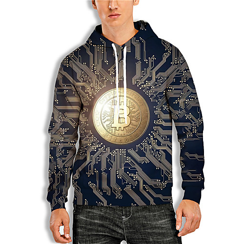 

Men's Unisex Hoodie Graphic Prints Bitcoin Print Daily Sports 3D Print 3D Print Casual Hoodies Sweatshirts Black