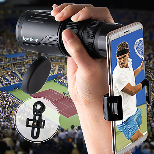 

Eyeskey 8-24 X 42 HD Zoom Monocular BAK4 Prism with Smartphone Holder Camera Low Night Vision Multi-Resistant Coating Hiking Outdoor Hunting and Fishing Silicon Rubber Spectralite ABSPC