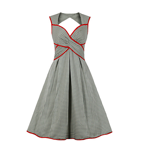 

Women's A Line Dress Midi Dress Green grid Sleeveless Plaid / Check Spring Summer Sexy 2021 S M L XL XXL