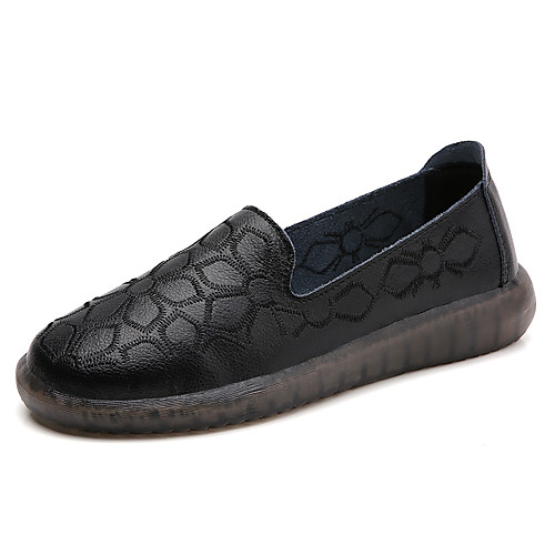 

Women's Loafers & Slip-Ons Flat Heel Round Toe Daily PU Solid Colored Gray White Black