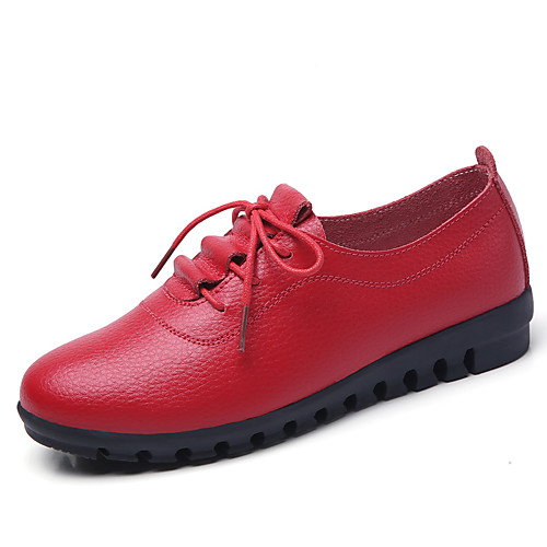 

Women's Trainers Athletic Shoes Flat Heel Round Toe Booties Ankle Boots Daily Work Faux Leather Solid Colored Red White Black