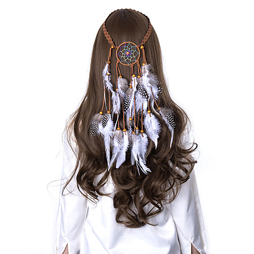 

lureme Dreamcatcher Feather Headband-Boho Feather Headwear Hippie Headdress Bohemian Hairband for Women (hb000014-5)