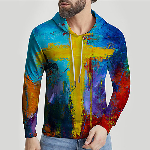 

Men's Unisex Hoodie Graphic Prints Cross Print Daily Sports 3D Print 3D Print Casual Hoodies Sweatshirts Blue