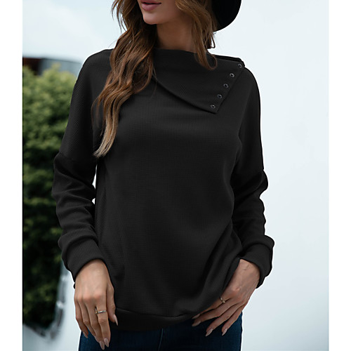 

Women's Casual Modern Style Solid Color Pullover Sweater Long Sleeve Sweater Cardigans Shirt Collar Fall Winter ArmyGreen Camel Black