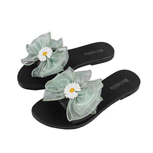 

Women's Slippers & Flip-Flops Flat Heel Open Toe Daily Home PVC Flower Floral Almond Pink Green