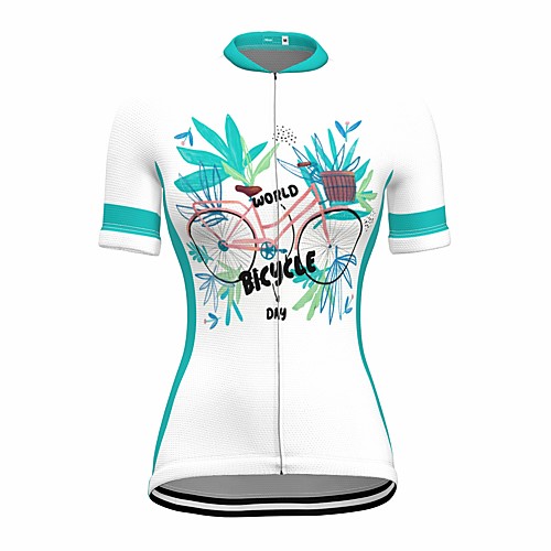 

21Grams Women's Short Sleeve Cycling Jersey Summer Spandex White Floral Botanical Bike Top Mountain Bike MTB Road Bike Cycling Quick Dry Moisture Wicking Sports Clothing Apparel / Stretchy