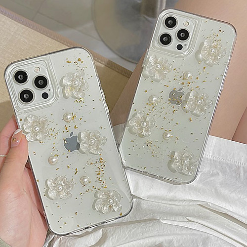 

Phone Case For Apple Back Cover iPhone 12 Pro Max 11 SE 2020 X XR XS Max 8 7 Shockproof Dustproof Geometric Pattern Glitter Shine Flower TPU