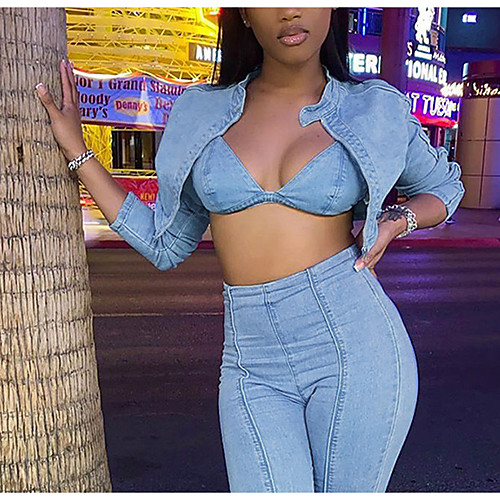 

wish amazon aliexpress european and american sexy fashion women's denim jacket