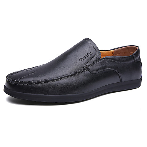 

Men's Loafers & Slip-Ons Comfort Shoes Driving Shoes Casual Daily Leather Non-slipping Wear Proof Burgundy Black Brown Fall Spring