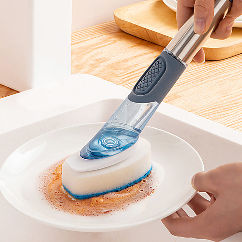 

Add Liquid Dishwashing Multifunctional Cleaning Household Kitchen Oily Pot Washing Brush Sponge Brush Long Handle Cleaning Brush Combination