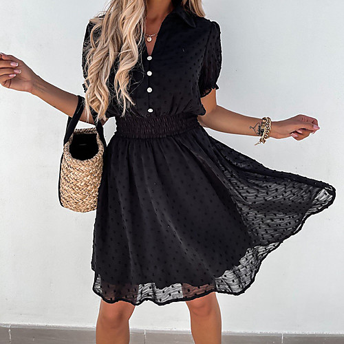 

Women's A Line Dress Short Mini Dress Black Short Sleeve Solid Color Summer Sexy 2021 S M L XL XXL 3XL