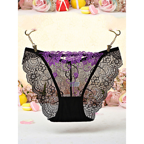 

Women's Hole Classic Style Lace Sexy Panties / Brief Micro-elastic Low Waist 1 PC Purple One-Size